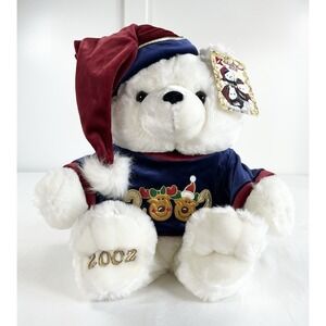 New Vintage 2002 Kmart Dan‎ Dee Snowflake Christmas Teddy Bear Plush Santa Hat